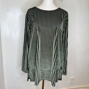 Dennis Basso Women’s Striped Stretch Velvet Tunic Top, Size M